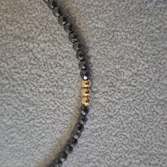 CHOKER & BRACLET Facted black Hematite & Round beads - Picture 2 of 5